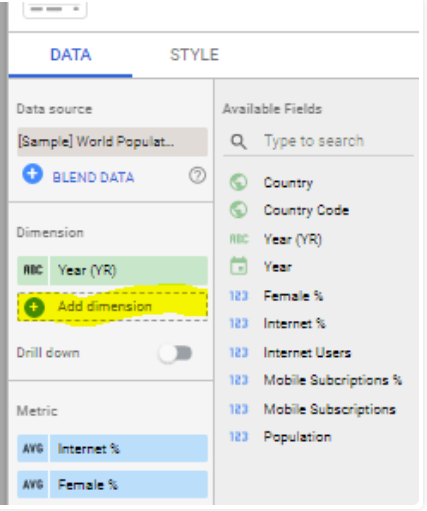 Google Data Studio Dimensions filter